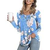 Feiersi Women's Summer Floral Tunic Tops Casual Blouse Short Sleeve Buttons Up T-Shirts