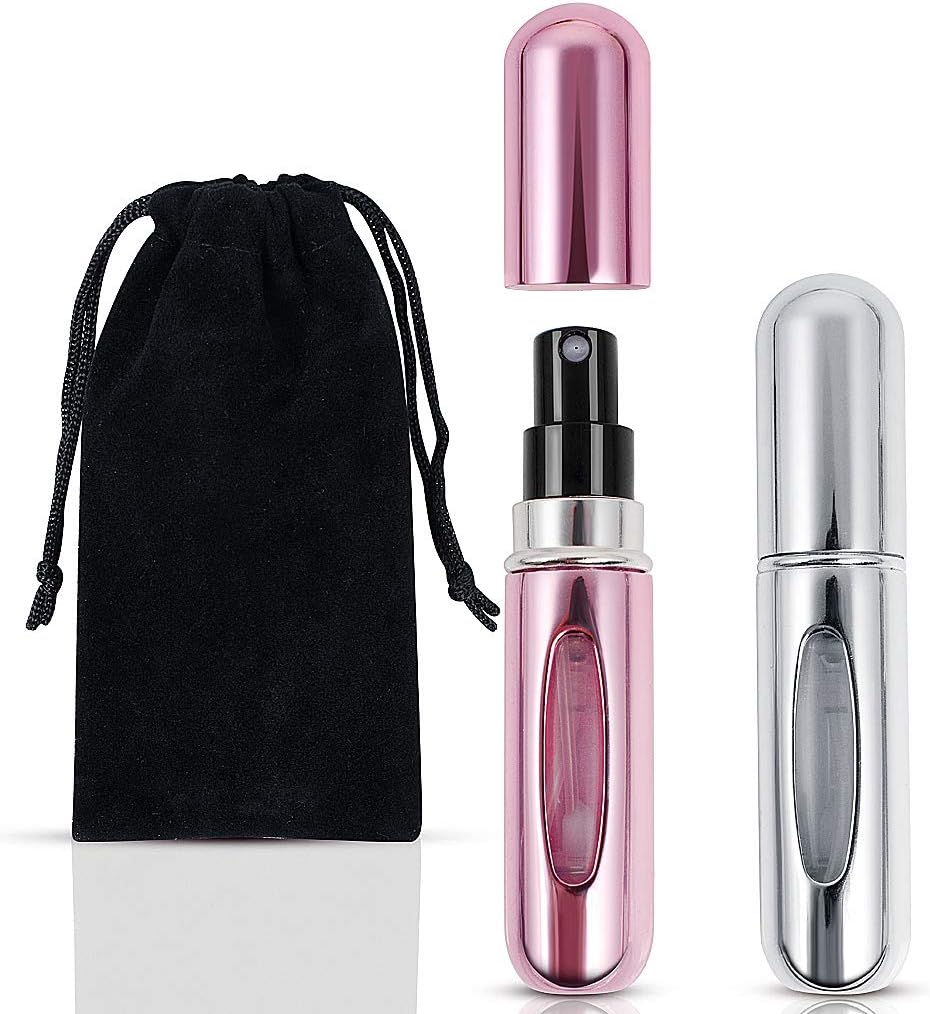 YUFETY 5ml Perfume Atomiser Bottles Refillable Empty Spray Bottle with Visual Window Mini Portable Travel Fragrance Container with Storage Bag