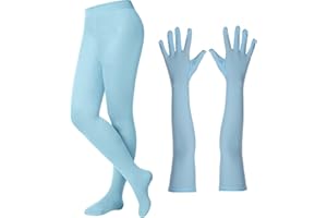 Tisancy Costume Accessories for Women Light Blue Footed Tights Arm Compression Sleeves for Women Halloween Cosplay Costume