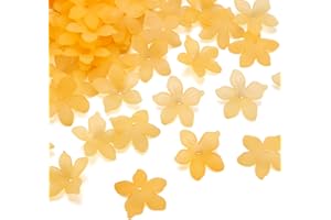 200 Pcs Frosted Acrylic Flower Bead Caps 5-Petal Cute End Caps Floral Loose Spacer Beads for DIY Bracelet Necklace Keychain L