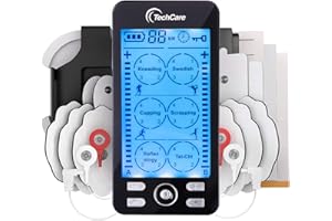 TECHCARE MASSAGER TechCare TENS EMS Muscle Stimulator – Dual Channel Rechargeable Unit with 24 Modes & 20 Intensity Levels for Pain Relief, Back & Sciatica Therapy, Muscle Recovery & Massage