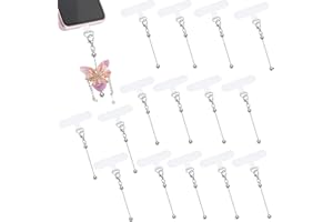Frinnovan 15 Pack Beadable Phone Charms with Blank Bar Smartphone Tether Tap Accessories for Mobile Phone