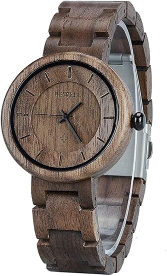 Amazon Bewell ビーウェル 木製腕時計 レディース ファッション 人気 クオーツ ウォッチ 超軽量 天然木 クルミ レディース 腕時計 腕時計 通販
