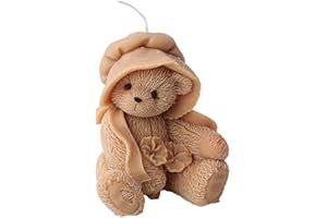 Grainrain 3D Bear Silicone Candle Mold Decorated Pillar Candle Mould Handcrafted Silicone Molds for Candle Wax Resin Gyspum Crafts Making (ZH116)