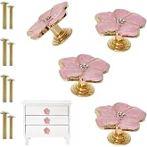 YDDXAQHB 4 pcs Petal Knob Handle Unique Zinc Alloy Flower Shape Single Hole Knob Handle for Cabinets,Drawers, Wardrobes Furniture Decoration(Pink)