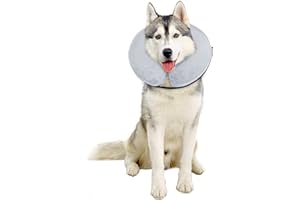 BENCMATE Protective Inflatable Collar for Dogs and Cats - Soft Pet Recovery Collar Does Not Block Vision E-Collar (X-Large, Grey)