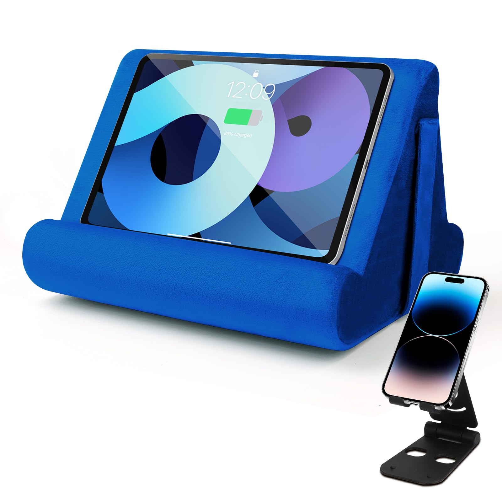 Sttargxing Universal Multi-Angle Tablet Holder - Soft Pad Stand with Net Pocket & Random Color Stands for Lap, Knee, Sofa and Bed Phone Pad Stands(Blue)