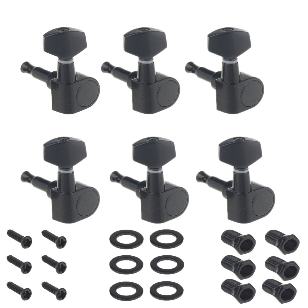 Musiclily 6-in-line Sealed Guitar Tuners Tuning Keys Pegs Machine Heads Set,Black (6 Pieces)