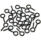 ECKJ Small Screw Eye Hooks Metal Eye Hook 80 Pieces Black Zinc Plated Metal Cup Hooks Eye Shape Screw Hooks Self Tapping Screws Hooks Ring 0.95 Inch