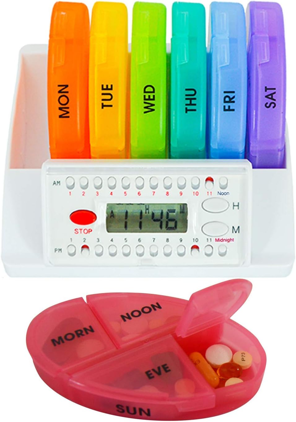 e-Pill Compact Weekly Pill Organizer with Reminder - 7 Day x 4 Compartments per Day: Health & Personal Care