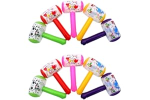 NUOBESTY 10pcs Squeaky Hammer Inflatable Cartoon Hammer with Sound Bell Clown Handle Funny Toys for Toddler Kids (Random Color)