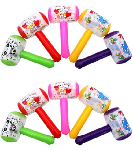 12Pcs Plastic Squeaky Hammer Toys - Fun Knocking Hammers For Kids | Outdoor Party & Pool Accessories For Boys & Girls
