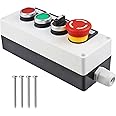 Nxtop Red Green Momentary Switch, Red Mushroom Emergency Stop Latching Push Button Switch,3 Positions 2NO Latching Select Selector Switch Station Box