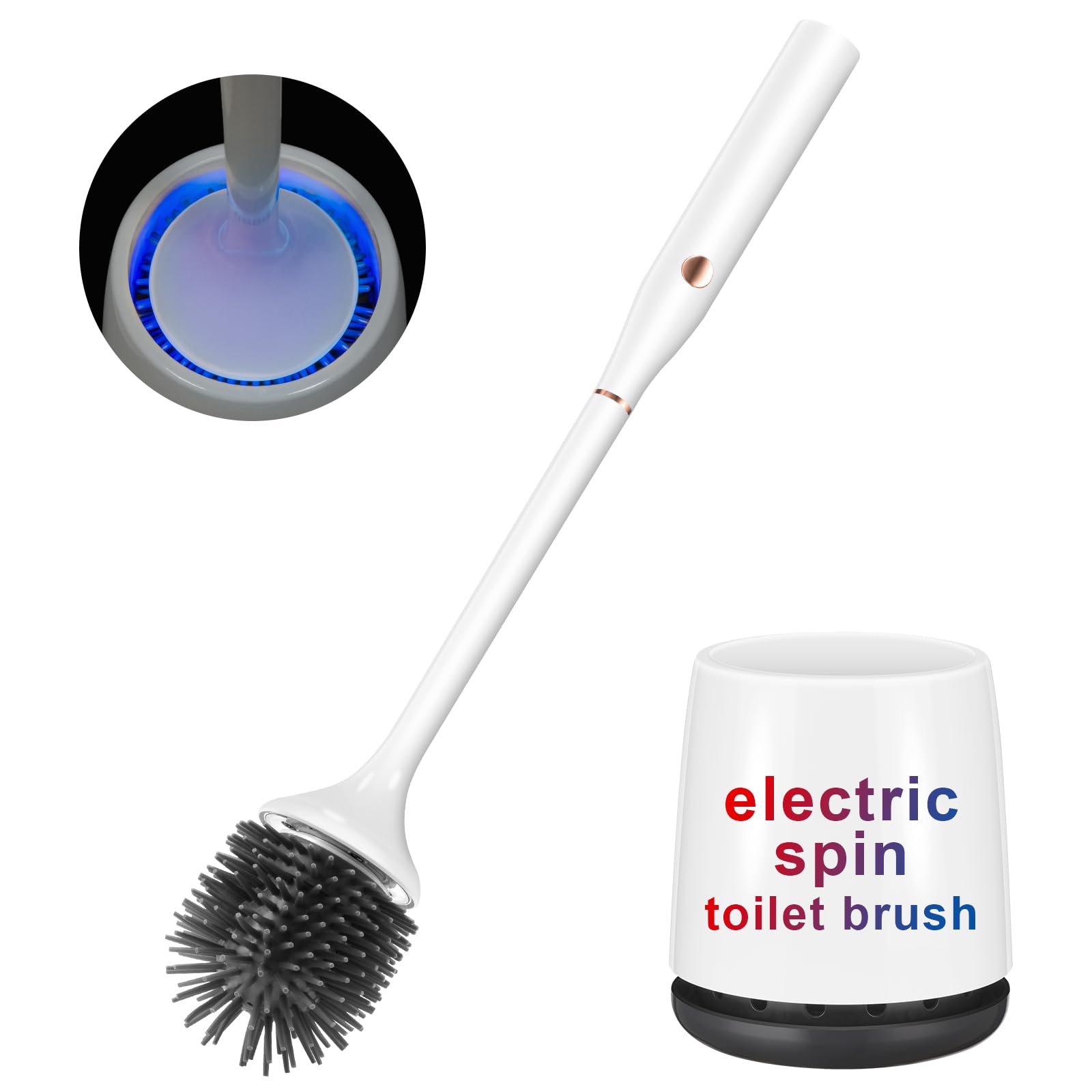 Photo 1 of Ratolo Electric Toilet Brush,Silicone Toilet Brush,Toilet Bowl Brush and Holder Set with Ventilated Holder,Toilet Brush, Floor Standing, Wall Mounted Without Drilling?Rechargeable