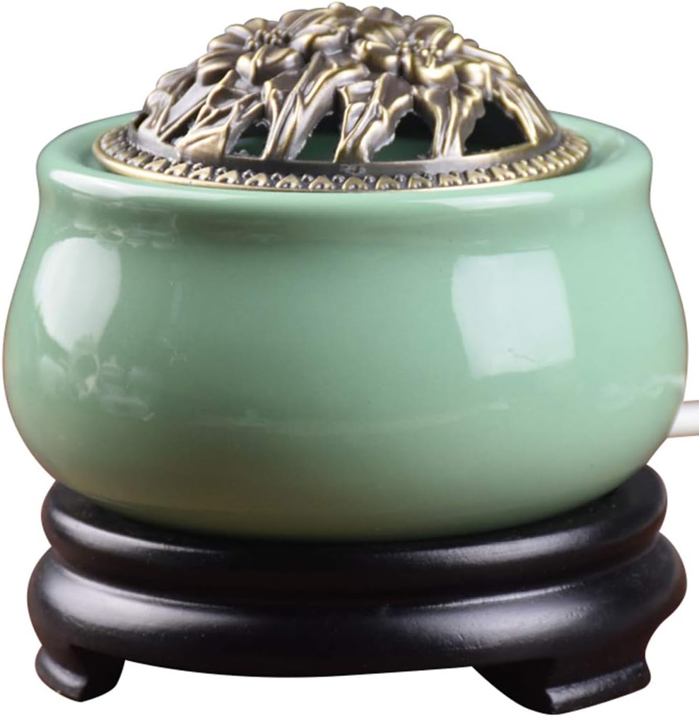 RXBFD Ceramic Aroma Smokeless Incense Burner -Home Office Adjustable Temperature Timer - Agarwood Aromatherapy Essential Oil Electric Heating Aromatherapy Stove