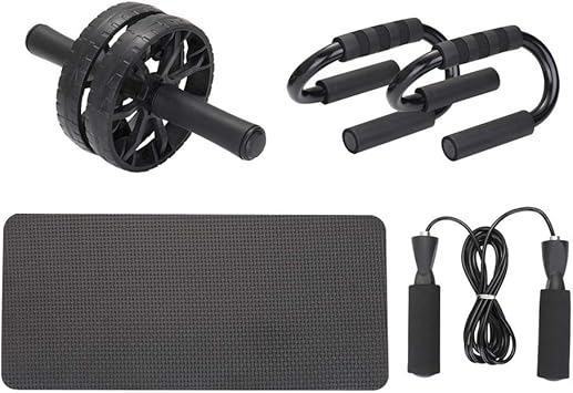TOMSHOO Rueda Abdominales Fitness Kit,AB Roller y Esterilla Antideslizante para Rodillas Fitness Aparatos para el Hogar Aparatos Portátiles para Entrenamiento de Fuerza Muscular Fitness (4 en 1 Negro): Amazon.es: Deportes y aire