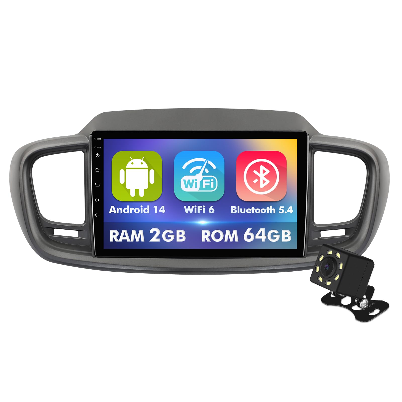 Photo 1 of 10.1 Inch IPS Touchscreen Android 14 Car Stereo for Kia Sorento 3 2015-2020 with Wireless CarPlay & Android Auto 2+64GB Car Radio, Support WiFi 6, Bluetooth,5.4, Backup Camera, SWC