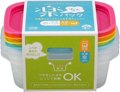 Amazon イノマタ化学 タッパー 4個セット 角型 400ml 蓋をしたままレンジ可能 日本製 カラフル 電子レンジ容器 楽ちんパック In 保存容器 キャニスター オンライン通販