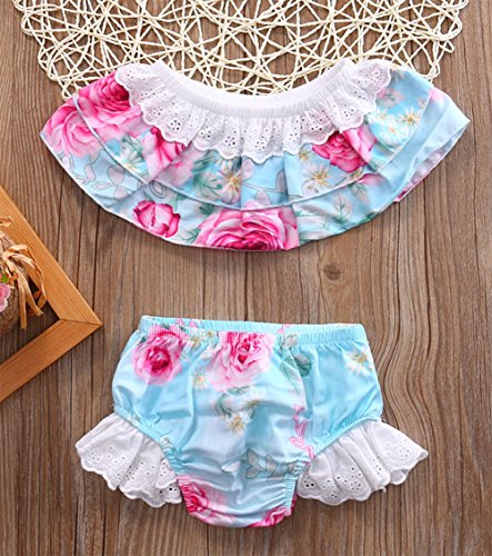 StylesILove Baby Girls 2 Pcs Summer Cute Off-shoulder Tank Top Shorts Sunsuit