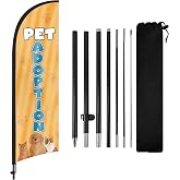 Pet Adoption Feather Flag - 8FT Animal Shelter Sign - Heartwarming Advertising Banner for Rescue Events, Pet Stores &amp; Community Shelters