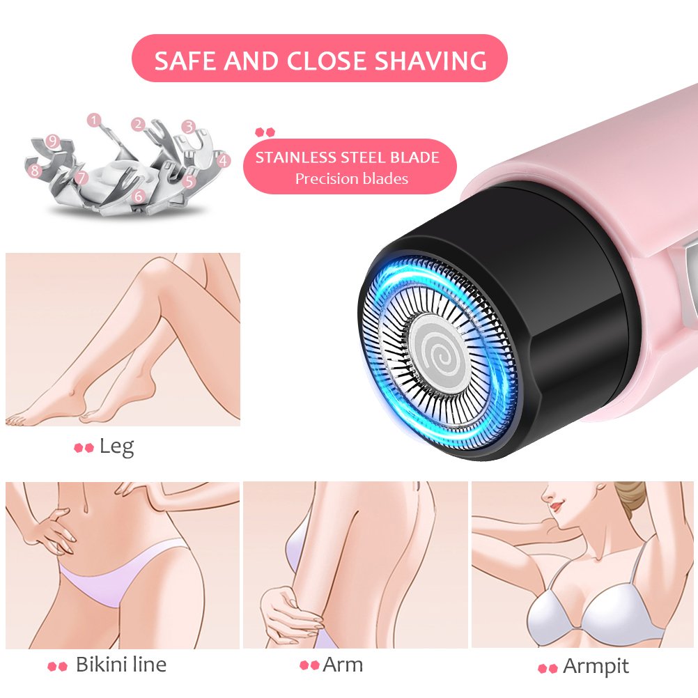 Women Shaver, Lady\'s Electric Rechargeable Painless Body Hair Trimmer Remover Epilator for Face Leg Hand Bikini Armpit