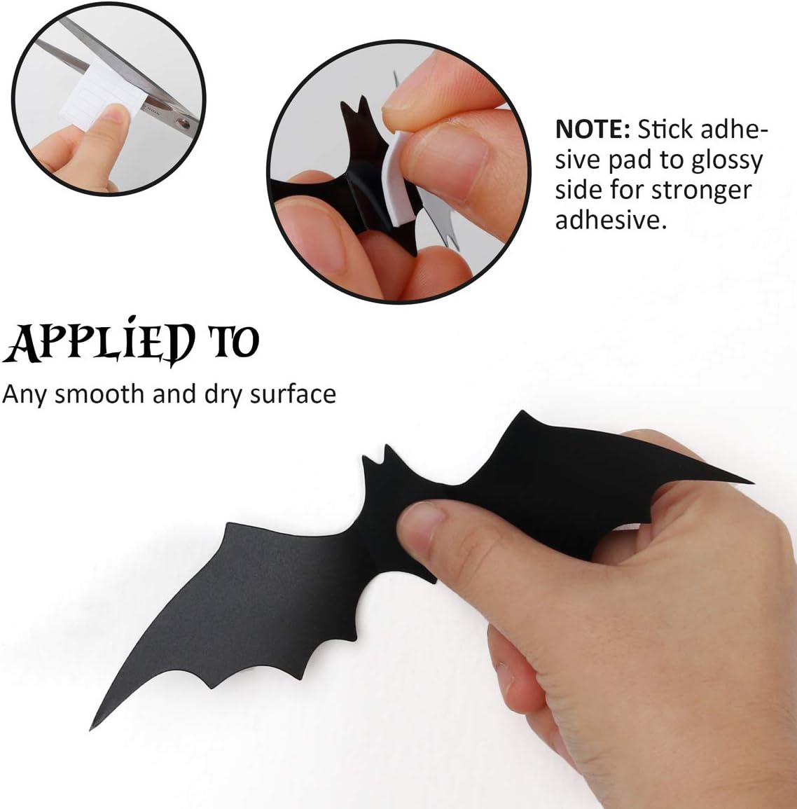 Coogam 60PCS Halloween 3D Bats Decoration 2020 Upgraded, 4 Different Sizes Realistic PVC Scary Black Bat Sticker for Home Decor DIY Wall Decal Bathroom Indoor Hallowmas Party Supplies: Toys & Games