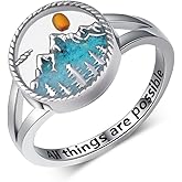 qielizhu Mustard Seed Ring 925 Sterling Silver Mountain Turquoise Ring for Women Faith Ring Mustard Seed Turquoise Jewelry Gift for Women