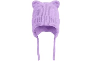 ZOORON Kids Winter Hat for Boys Girls, Cat Beanie Children Knit Skull Cap with Warm Ear Flap, Teen Beanie Hat Age 5-15 Years