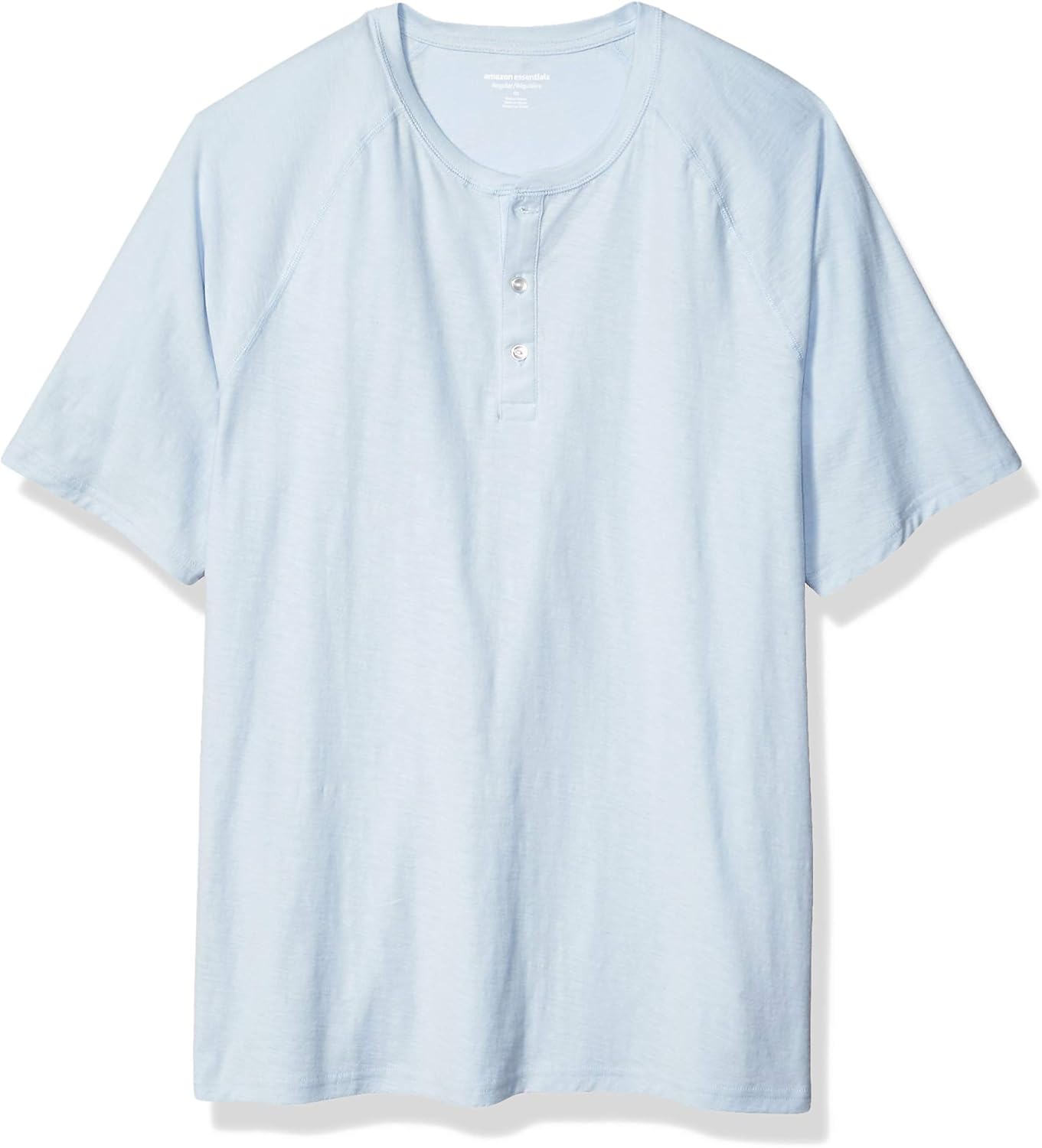  Essentials Men's Regular-Fit Short-Sleeve Slub Henley T-Shirt: Clothing