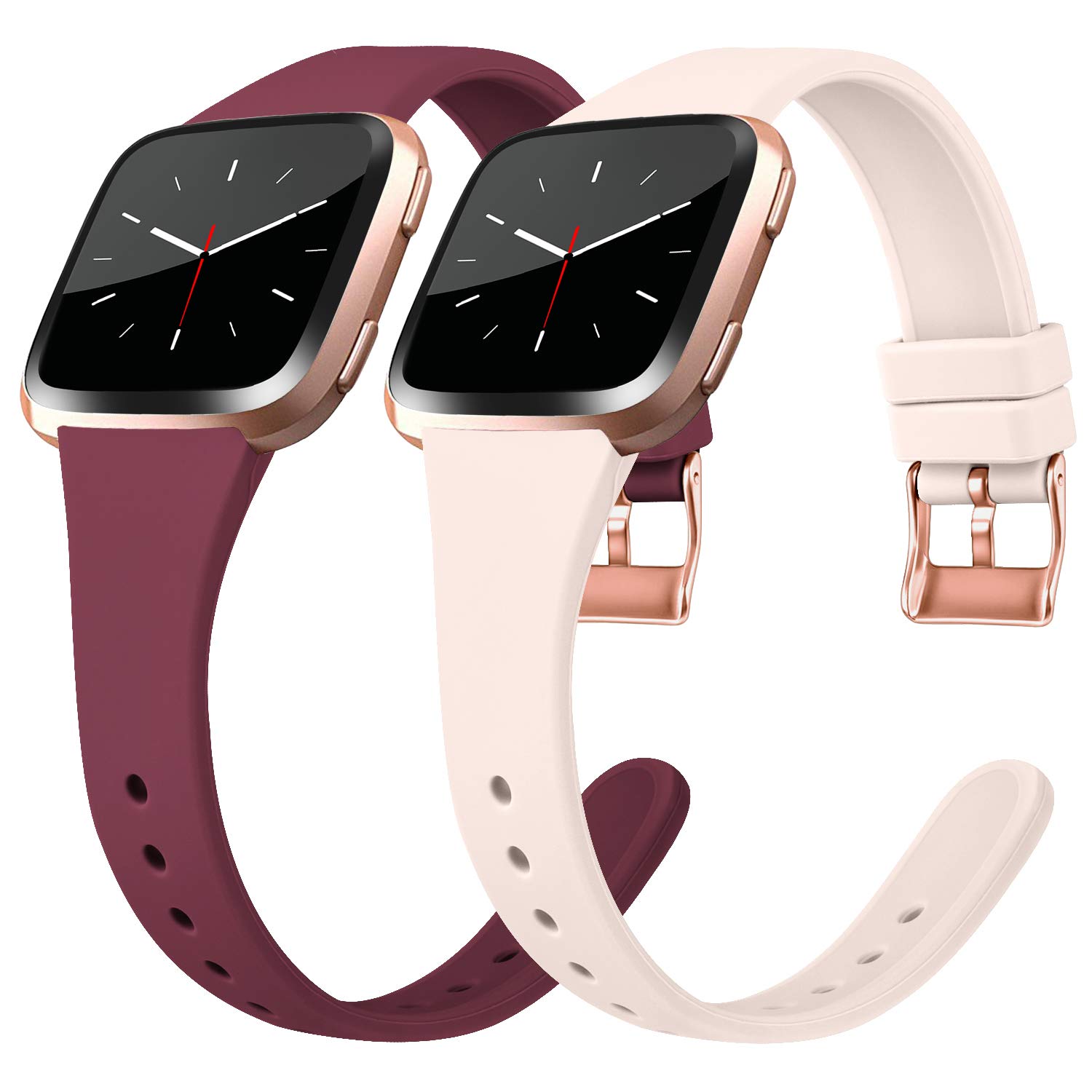 Amzpas Compatible with Fitbit Versa Strap/Versa 2 Strap/Fitbit Versa Lite Strap,Soft Silicone Wristband Slim Thin Narrow Small Band Sport Replacement for Fitbit Versa & Versa Special Edition,Women Men