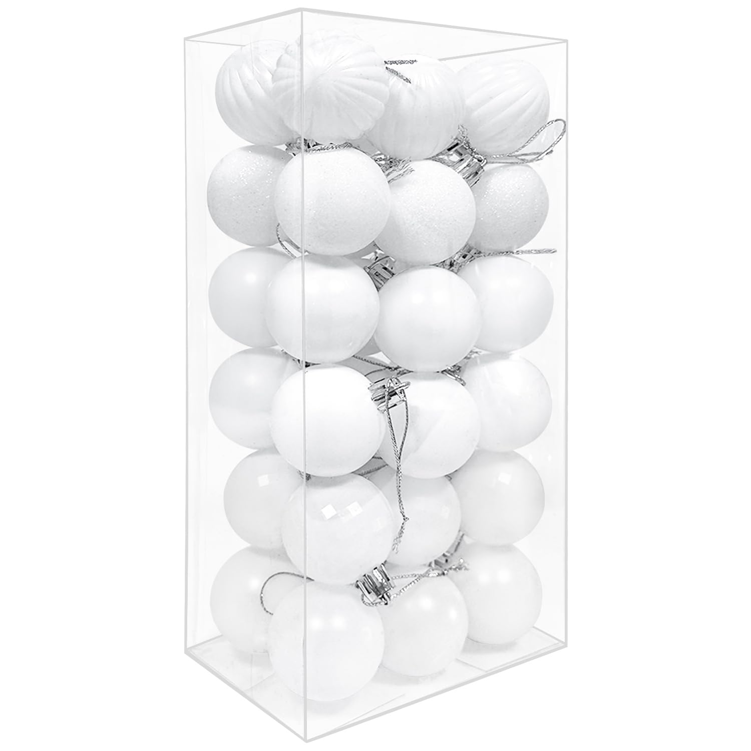 36PCS 4CM Christmas Balls Christmas Tree Decoration Baubles Ornaments Shatterproof Balls for Xmas Hanging Festive Holiday Home Decor, White