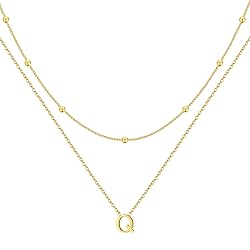 Poxtex Dainty Initial Q Necklace for Women