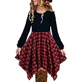 KYMIDY Girls High Low Midi Dress Long Sleeve Boho Swing Casual Dresses with Pockets for Kids 6-12 Years