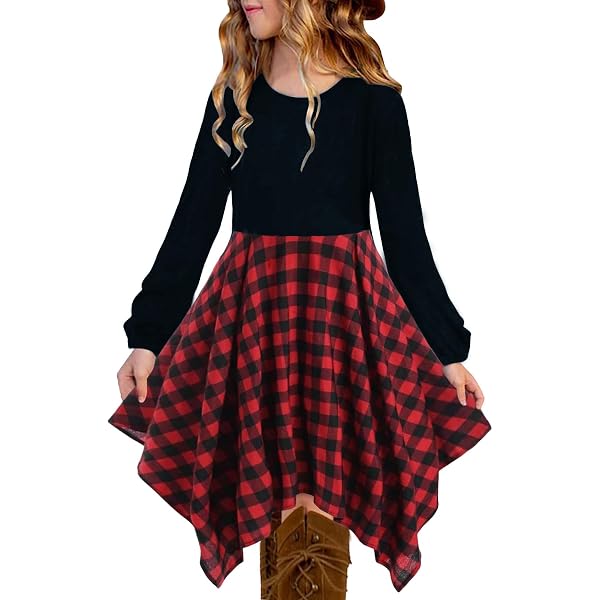 Women's Red Plaid Maxi Dress - Long Sleeve Crewneck Floor Length Dress With Pockets (Size S) - View #2