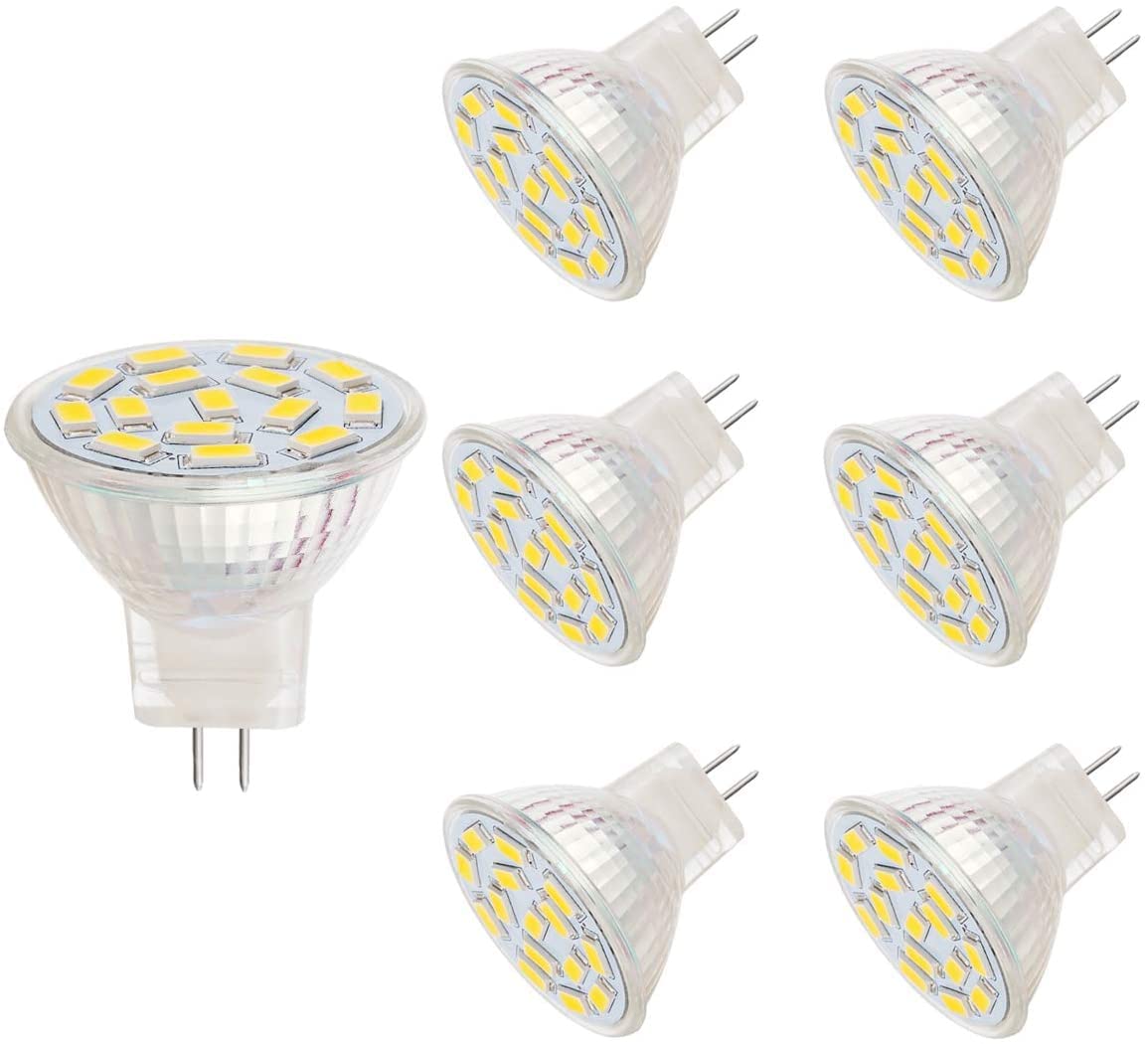 VINBE MR11 LED Light Bulbs, 12V 3.5W MR11 Bulbs Equal to 25-35w Halogen Spot Bulbs Lamp, GU4.0 Base, White (6000K, 6 pcs)