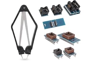 ASHATA 9 Piece Programmer Adapters Sockets Kit with 16 SOP16, 8 SOP8 to DIP8, PLCC44- DIP40, DIP SMD for TL866CS TL866A EZP2010 IC Extractor