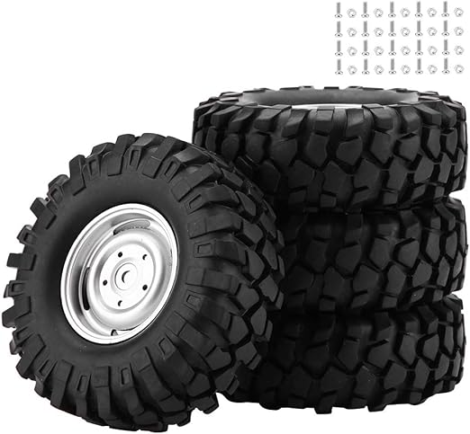 Amazon ホイールタイヤ ゴムタイヤ ハブ付き4個 1 10スケールrcクローラーオフロードトラック車用 Hsp Redcat Traxxas Axial Scx10 D90 タミヤcc01 1 10スケールrcカーに適用 ラジコン ドローン 通販