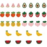 GOMAKERER 32 Pcs 8 Styles Fruit Patch, Wool and Polyester Fruit Repair Patches Embroidered Sew On Patches DIY Accessories for Jackets, Backpacks, Caps, Jeans, Clothes Decor