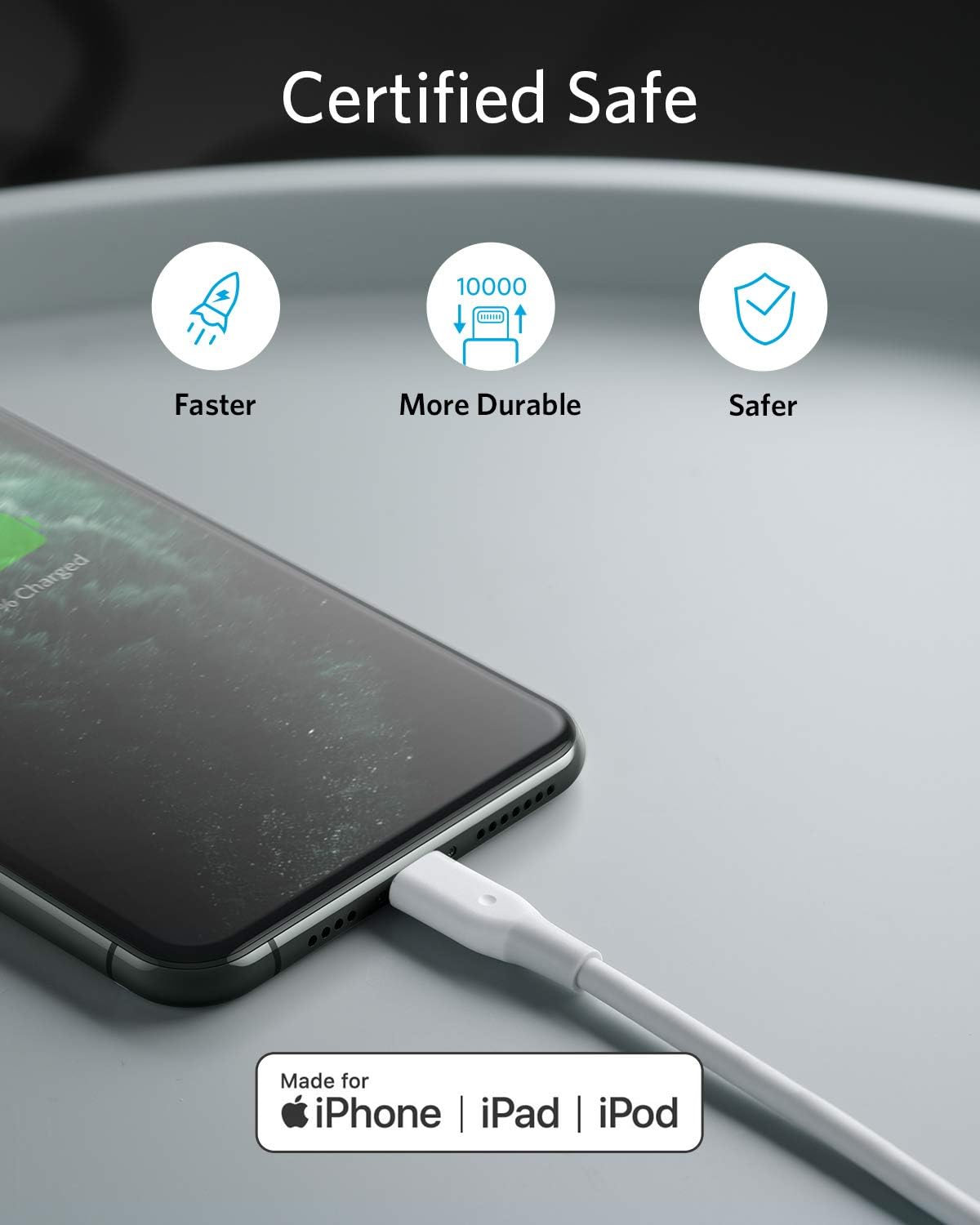 Anker [3 Pack] Powerline Lightning Cable (3ft) MFi Certified - Lightning Cables for iPhone SE / 11/11 Pro / 11 Pro Max/XS/XS Max/XR/X / 8, iPad and More: Computers & Accessories