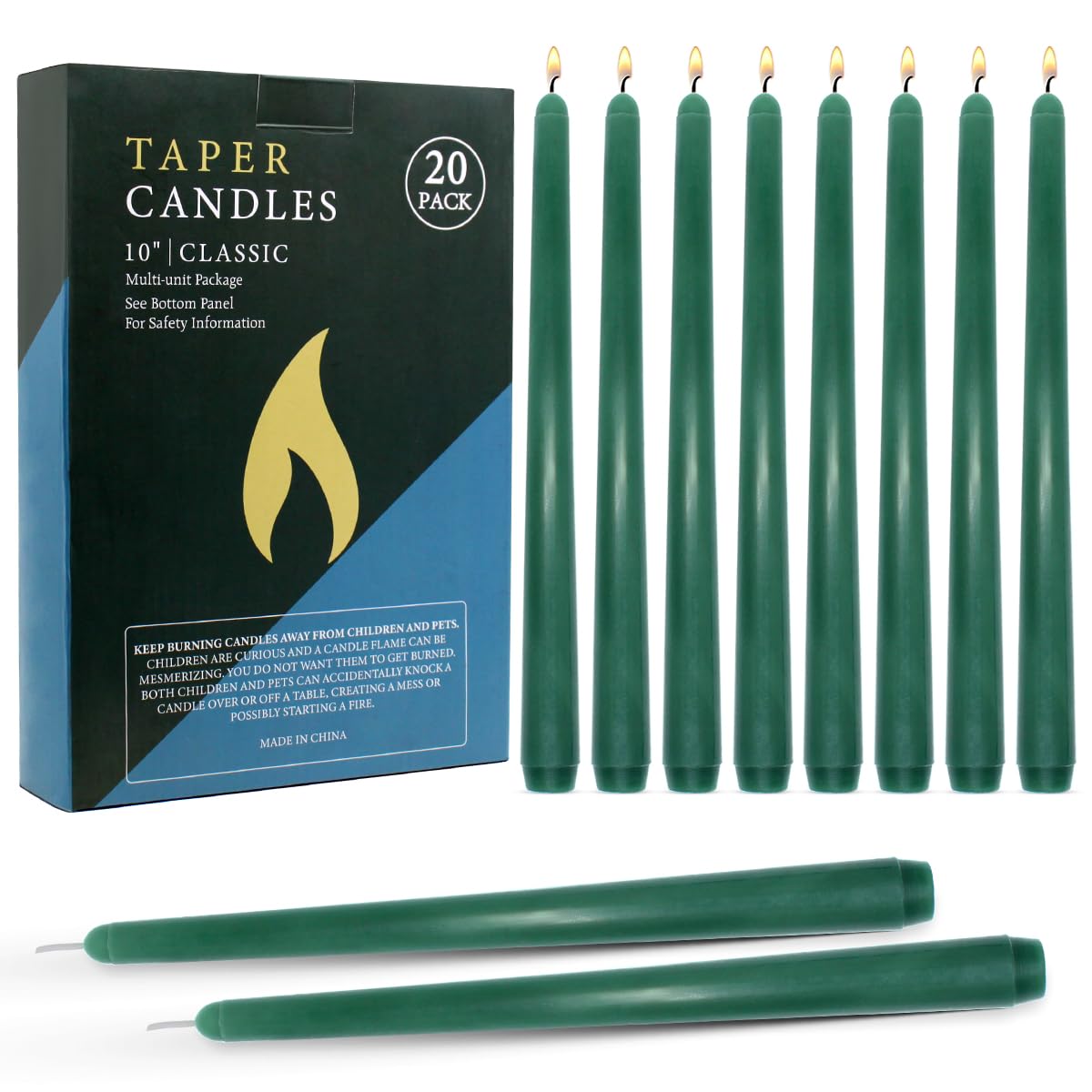 Photo 1 of 10 Inches Green Unscented Taper Candles for Spring and St. Patrick's Day, 15 Pcs 7/8 Inch Thin Candle Sticks for Dinner, Party, Christmas, Home Decoration and Emergency