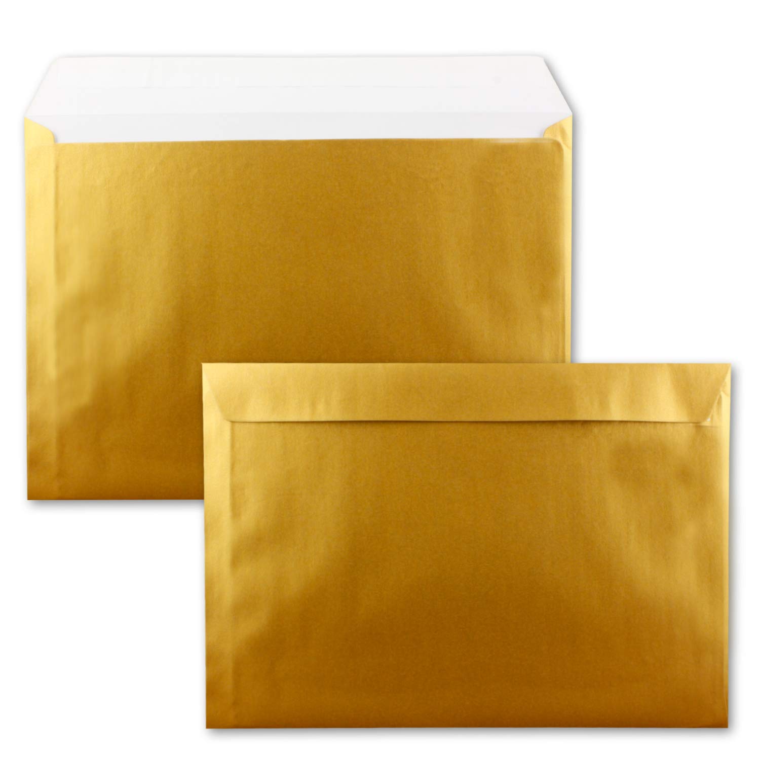 25 Large Envelopes - XXL - DIN C4 - Metallic Gold - 22.8x32.5 cm - Adhesive Closure Without Window - Mailing Envelopes for A4 Size