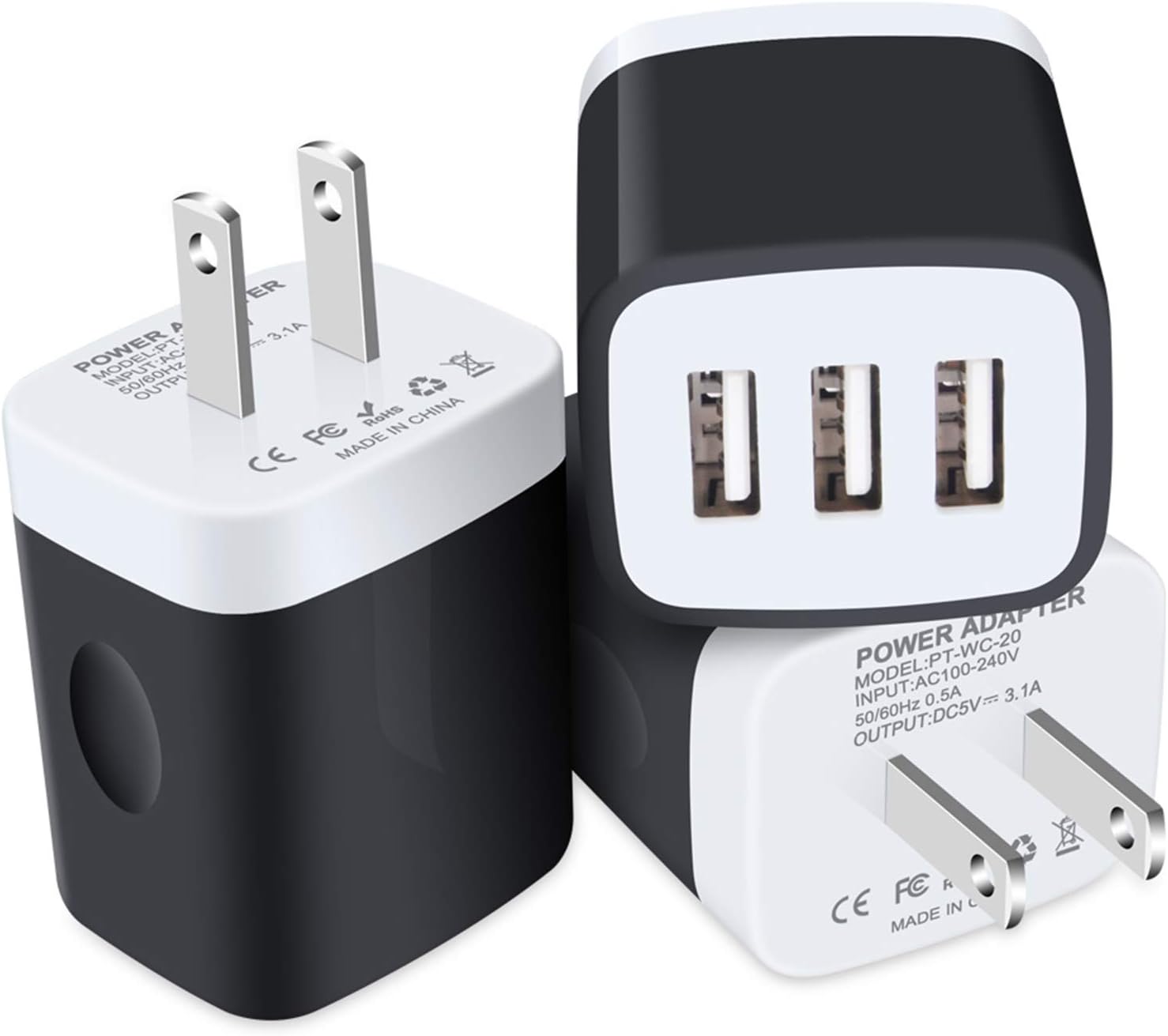 USB Wall Adapter, USB Plug, UorMe 3Pack 3.1A 5V Multi Port