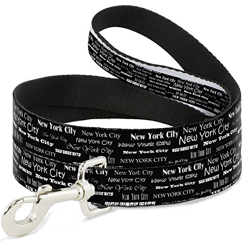 Dog Leash New York City Black White 4 Feet Long 1.5 Inch Wide