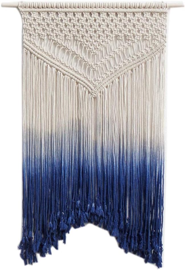 LYQZ Blue Triangle Pattern Tapestry, Cotton Dyeing Wall Blanket Handmade Bohemian Wall Hangings