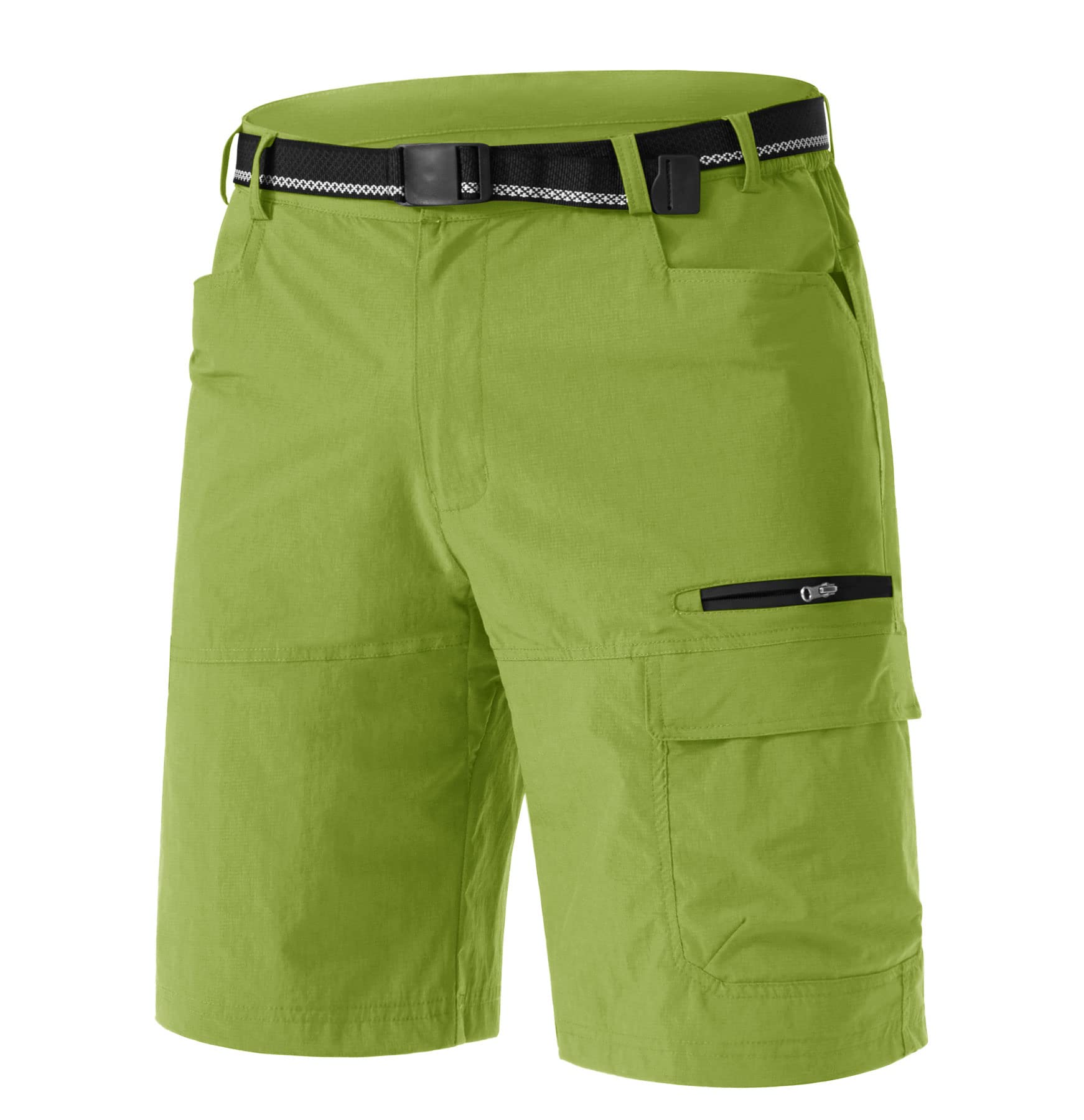 TACVASEN Mens Cargo Shorts Outdoor Lightweight Quick Dry Casual Summer Hiking Golf Dress Shorts 10" Elastic Waist Work Fruit Green 40 Image