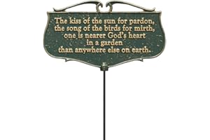 Whitehall Products "The Kiss of The Sun..." Garden Poem Sign, Green/Gold, Aluminum