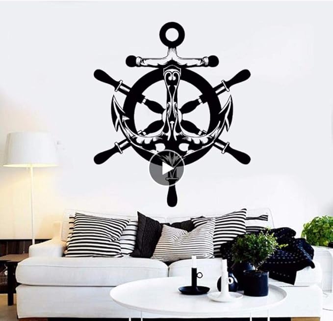 Dwqlx Mer Style Stickers Muraux Vinyle Abstrait Ancre Bateau Navire