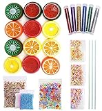 EDSports Magic Crystal Fruit Slime Kits Supplies-12 Pack Fruit Slime Plus Foam  Balls,Fishbowl Beads,Giltter Shake Jars,Fruit Face Decoration,For Girls/Kids,Students  Classroom DIY,Birthday Party