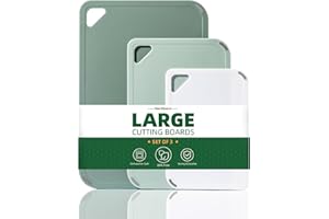 THETCHRY Plastic Cutting Board Set of 3-Cutting Boards for Kitchen BPA Free, Large-Small Chopping Boards Non-Slip for Cooking