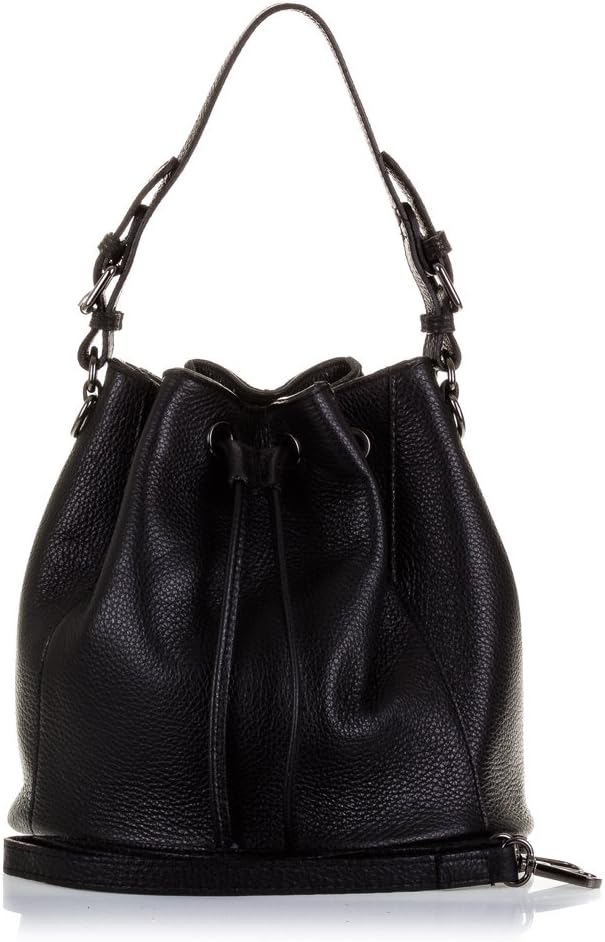 Firenze Artegiani Bolso De Mujer Piel Auténtica, Acabado Dollaro Messenger Bag, 25 cm, Black (Negro)